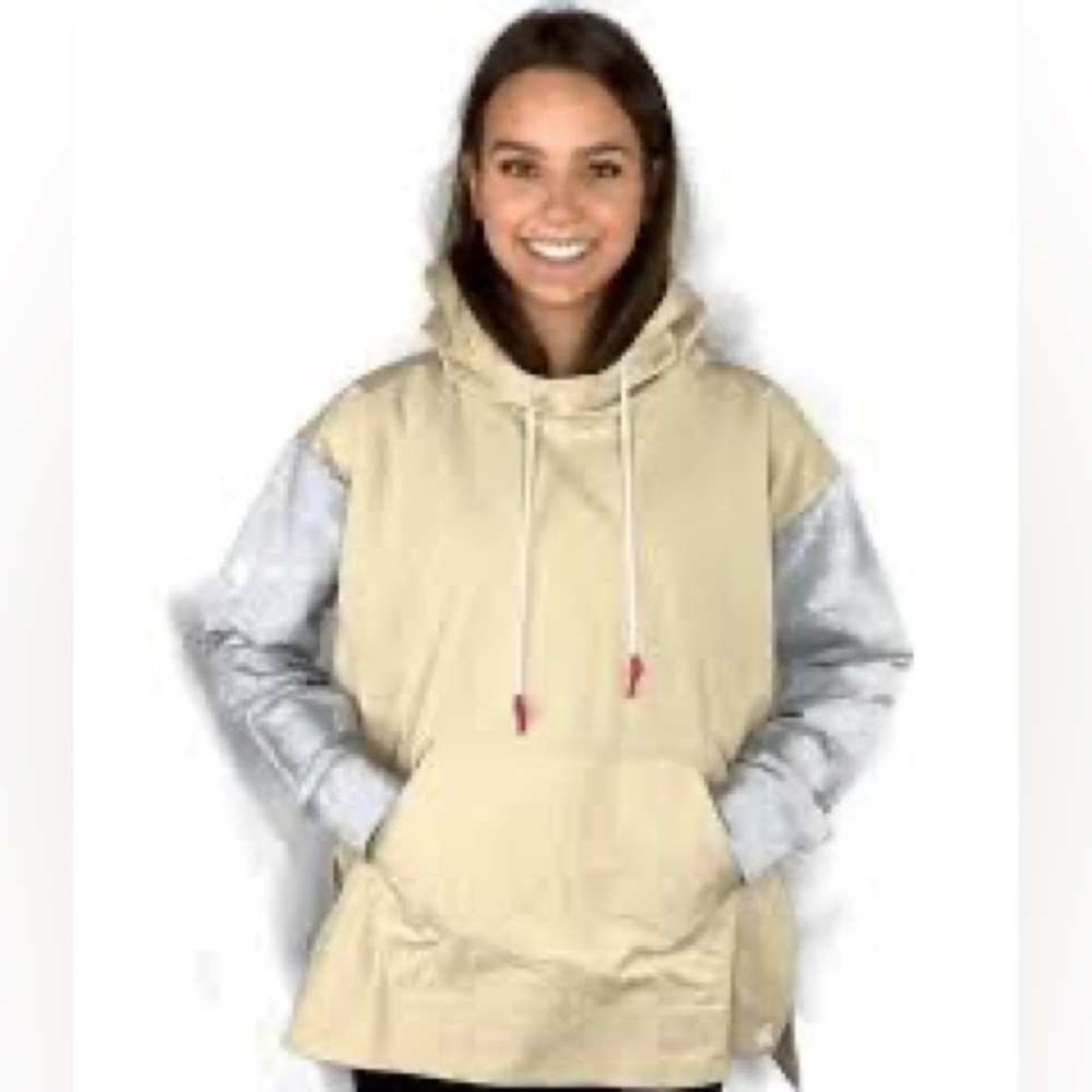 NWT |  Johnny Was | Calme | Mix Nylon Hooded Pullover | Khaki/Gray | M 🕥 🙅🏼